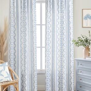 Elegant Blue and White Patterned Curtains